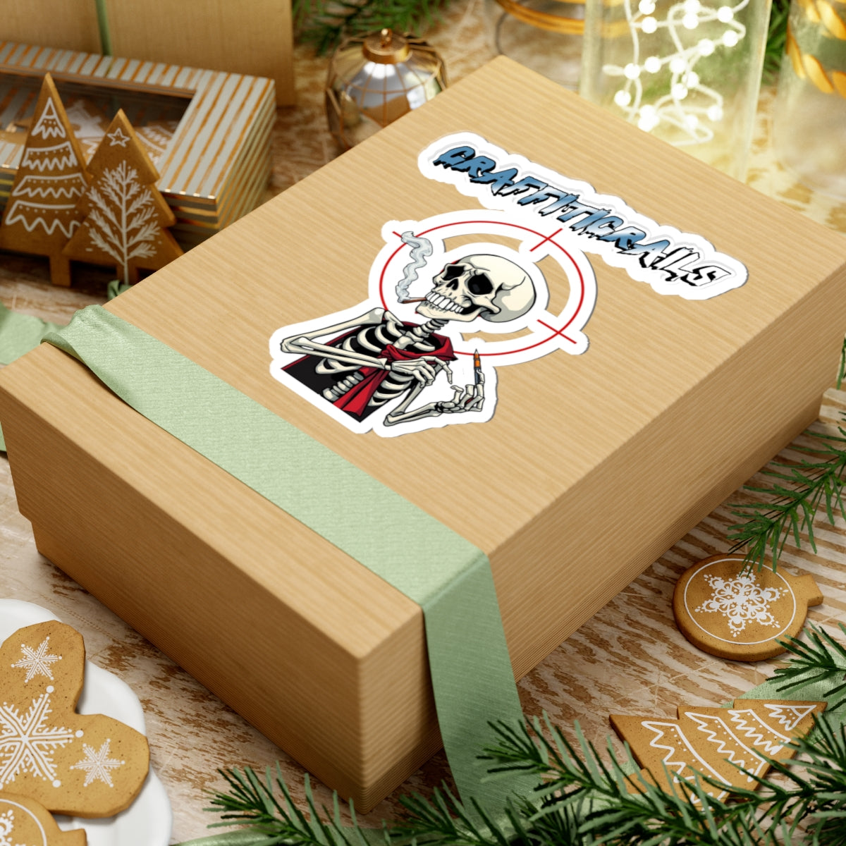 Graffiti Skull Sticker - Kiss-Cut Decal for Laptops & Skateboards