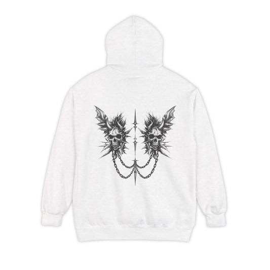 Comfort Colors Hoodie Dual‑Skull Sword - Gothic Urban Streetwear
