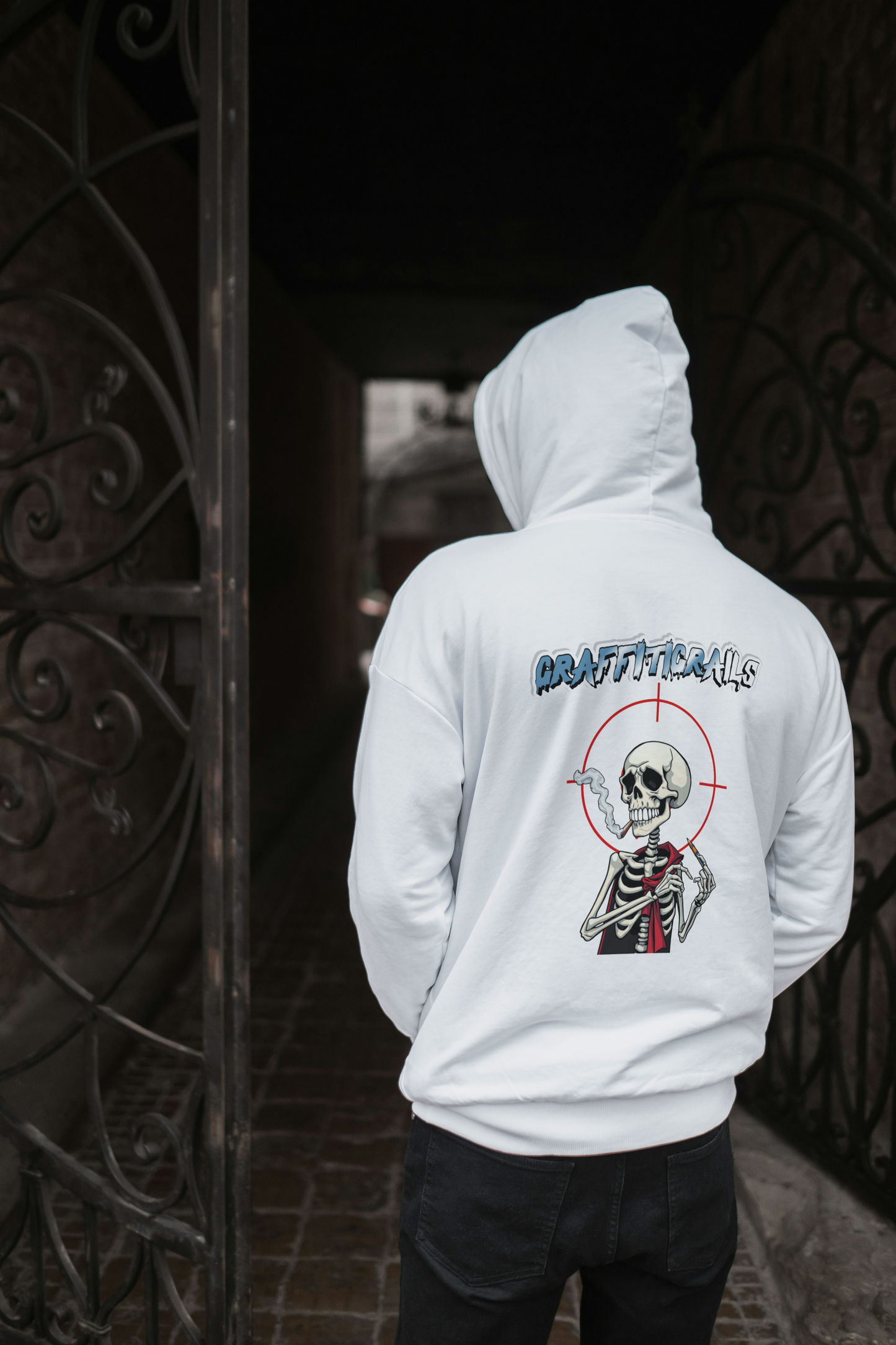 Graffiti Skull Hoodie - Retro Skeleton Graphic Pullover